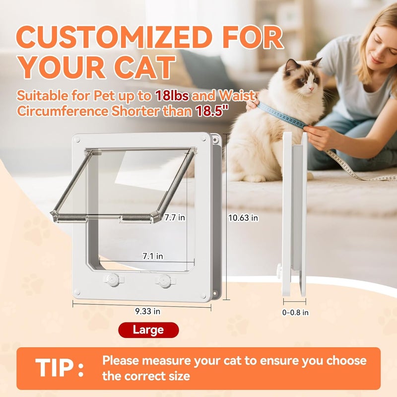 LIBBEPET Thin Cat Door, Safety Pet Door for Cats Up to 18 lbs, Interior Cat Door with 4 Way Locking for Window, Sliding Door and Cat House, Easy to Install, Lagre - Image 2